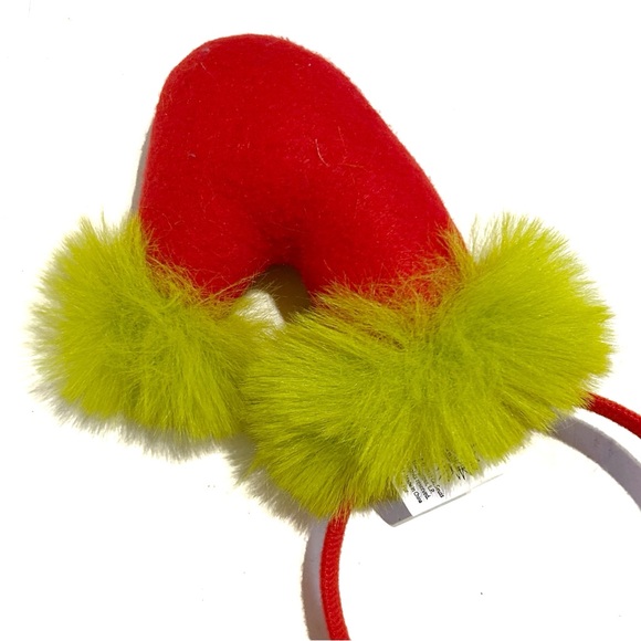 The Grinch Who Stole Christmas Dr Seuss Santa Hat Hair Headband Costume Red Fur - Picture 5 of 7